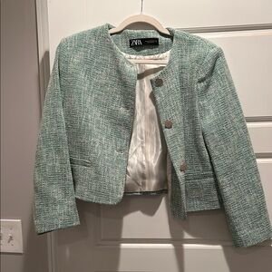 Zara Women's Green Tweed Jacket